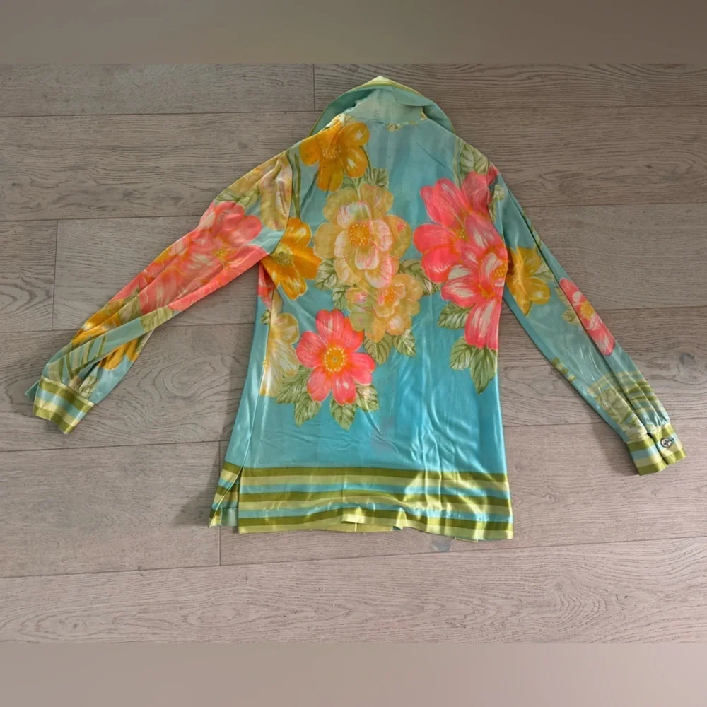 VINTAGE floral button down/pantsuit 60-70’s size small (see measurements) - Picture 12 of 15